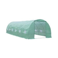 Serra da Giardino con Porta Avvolgibile e 12 Finestre in Acciaio e PE, 8×3×2m, Verde