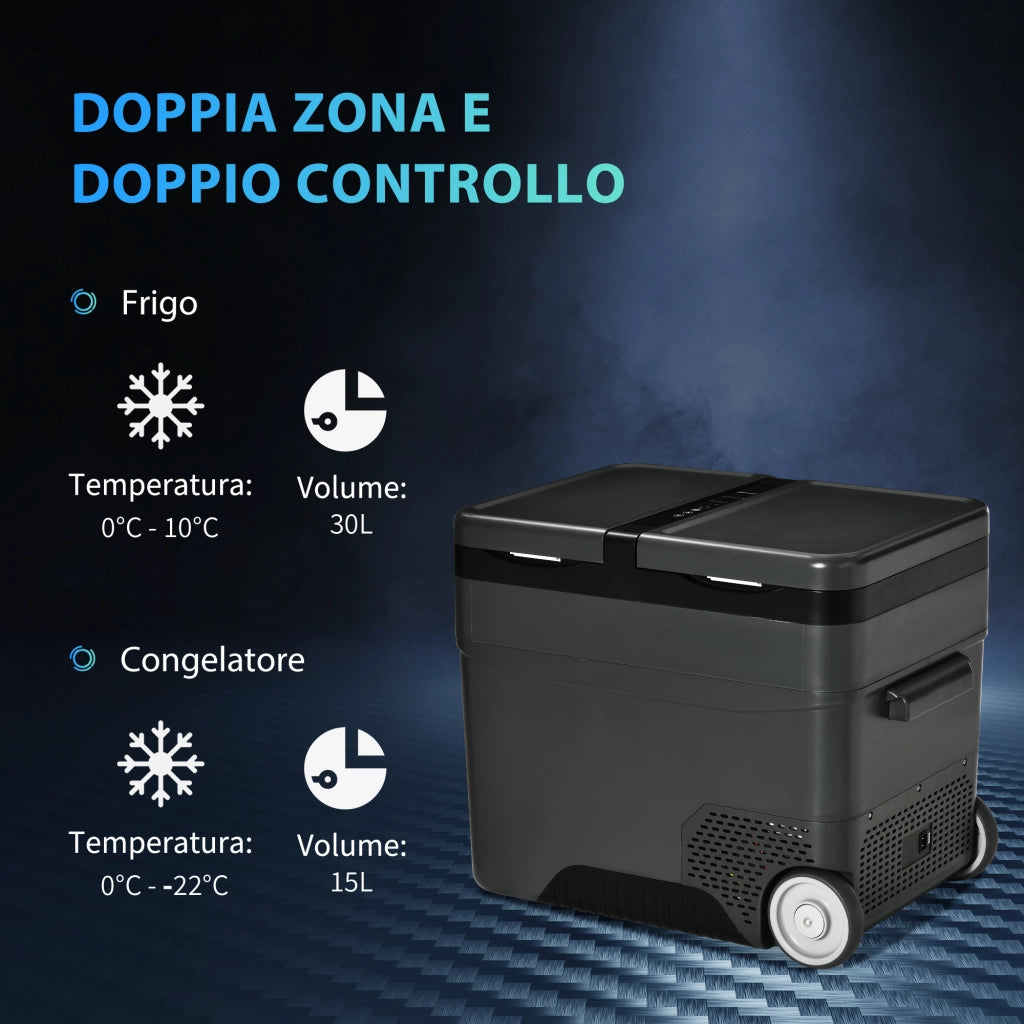 Easycomfort Frigo Portatile Elettrico 45L da 12 Volt con Maniglia e Schermo LCD, 63.2x42x50.8 cm, Grigio