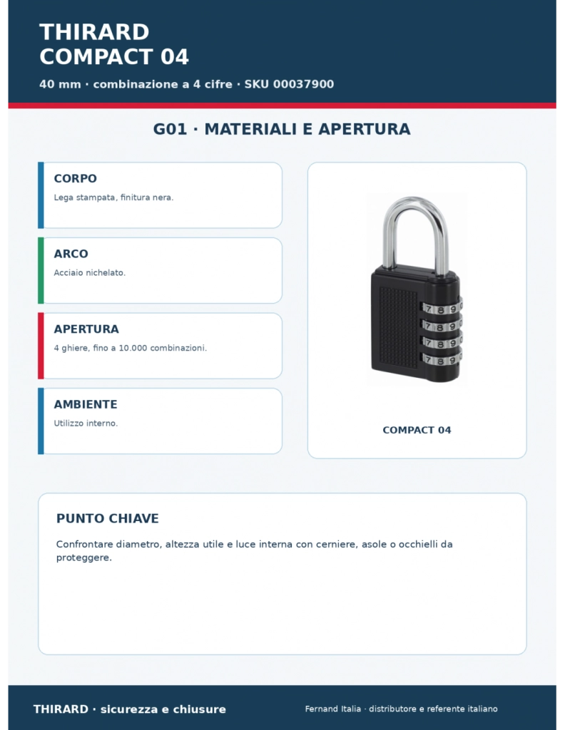Lucchetto COMPACT 04 40 mm con combinazione modificabile – THIRARD