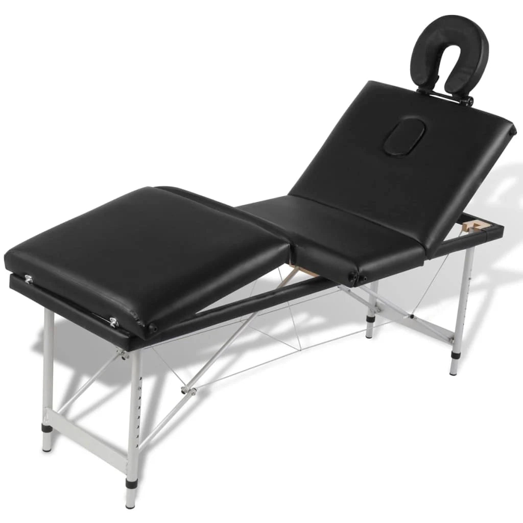 Lettino da massaggio pieghevole a 4 zone con struttura in acciaio inox nero 02_0001890