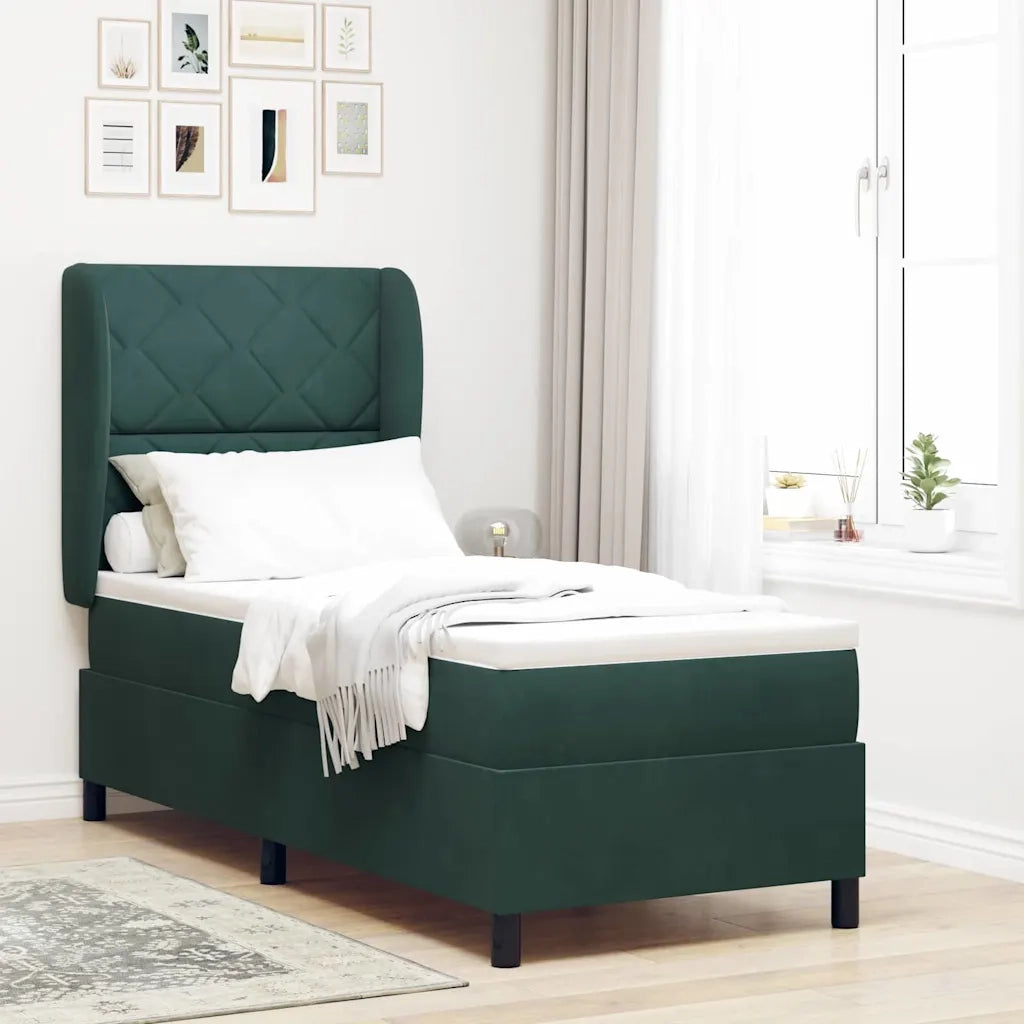 Letto a molle con materasso Verde Scuro 200 x 80 cm Velluto 3340955