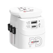 Adattatore da viaggio universale USB-A e USB-C Power Delivery 50W PRO Mondo leggero Bianco Skross