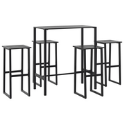 Set Bar da Giardino 5pz | Set Salotto da Giardino Nero in Acciaio Verniciato a Polvere