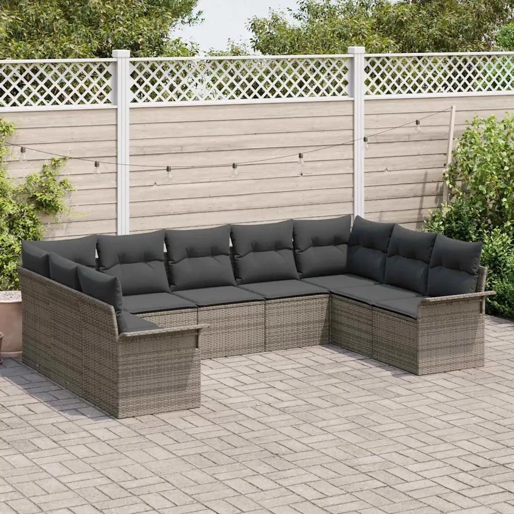 Set Divano da Giardino 9 pcs Grigio polyrattan 3354188