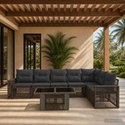 Set Divano da Giardino 8 pz Grigio e Grigio Scuro polyrattan 3436796
