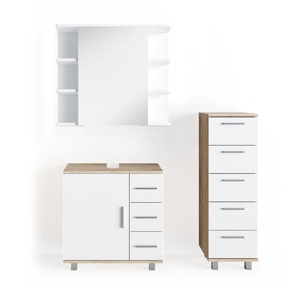 Vicco Set mobili bagno Sonoma 3 parti, con mobile midi