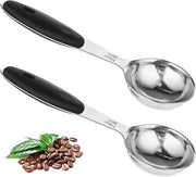 Set di Cucchiai in Acciaio Inossidabile da 2 con Manico in Gomma | 1 Cucchiaio da Tavola 15 ml e 1 Cucchiaio da Te, Adatto per la Cucina.
