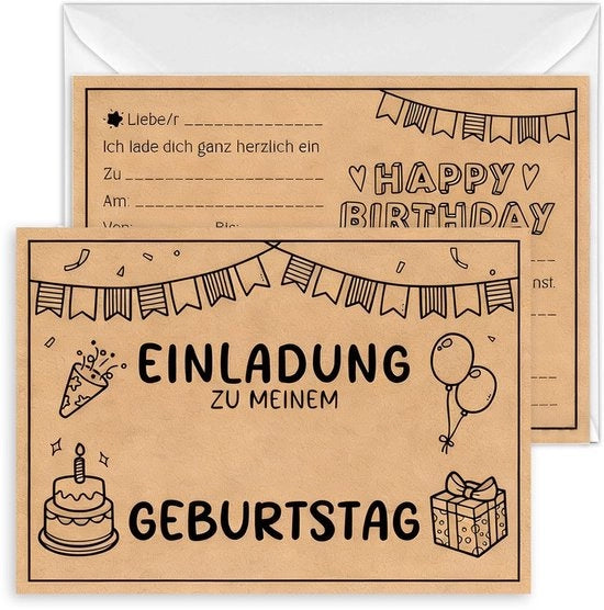 Set di Inviti per Feste da 15 - Inviti per Compleanni - Inviti per Feste - Carta da Pulpisce - Modellabile a Mano - 14,8 x 10,5 cm - Carte da Festa