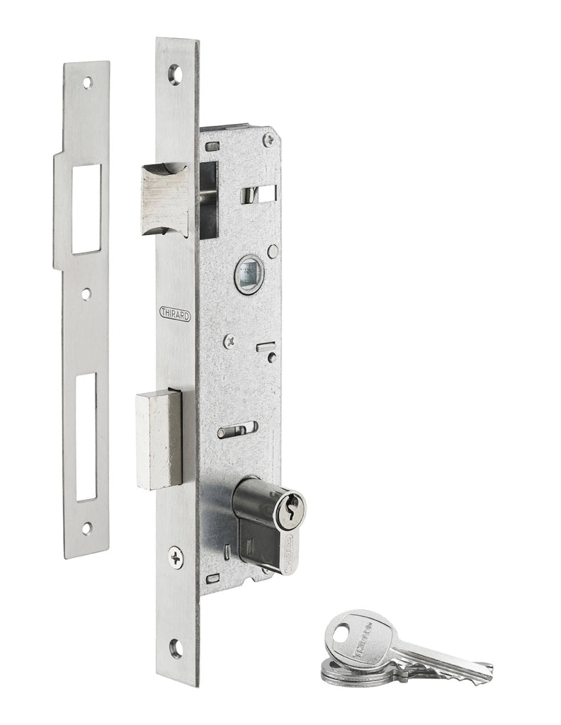 Serratura da incasso asse 30mm x 85mm con cilindro europeo 30x30 incluso, a mortasa, per infissi - THIRARD