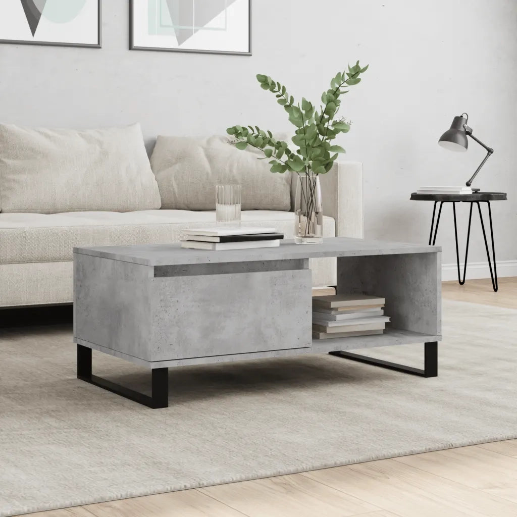 Tavolino salotto | Tavolino da caff¨¨ | Tavolino da Soggiorno Grigio Cemento 90x50x36,5 cm Legno Multistrato