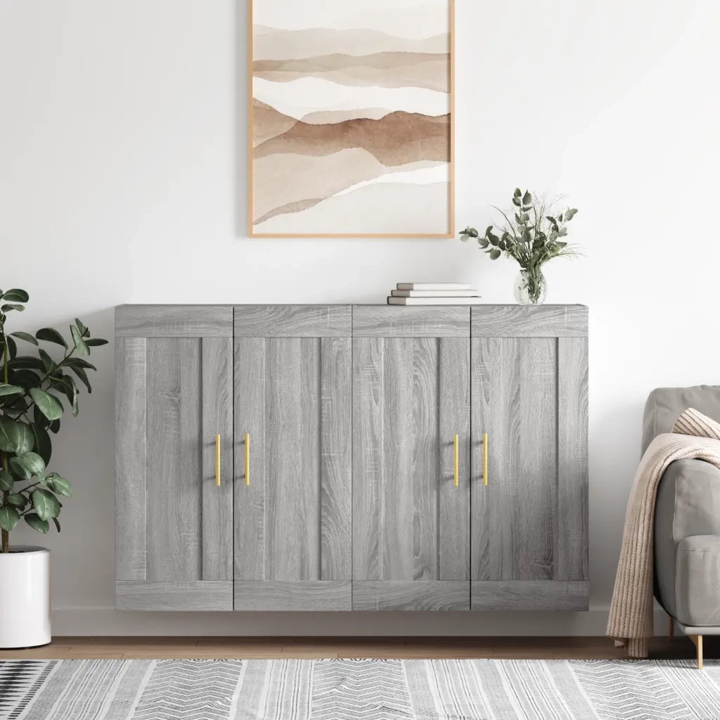 Armadietti a Parete 2 pz Grigio Sonoma in Legno Multistrato 3198007