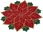 6 pezzi di piatti rotondi per tavola da Natale con disegno di poinsettia rosso per decorazioni di casa per feste e party