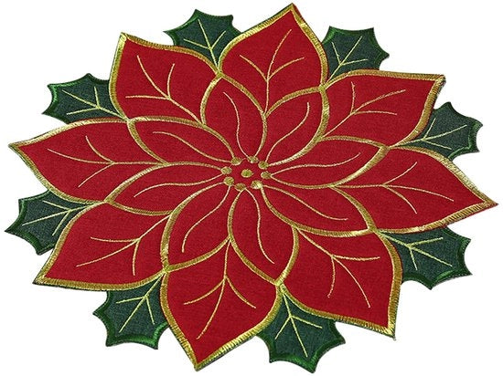 6 pezzi di piatti rotondi per tavola da Natale con disegno di poinsettia rosso per decorazioni di casa per feste e party