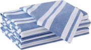 Set di 6 Asciugamani in Coton con Strisce Blu - Tovaglie Reutilizzabili 43x43 cm