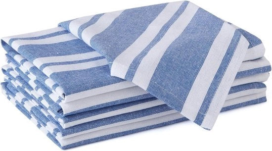 Set di 6 Asciugamani in Coton con Strisce Blu - Tovaglie Reutilizzabili 43x43 cm