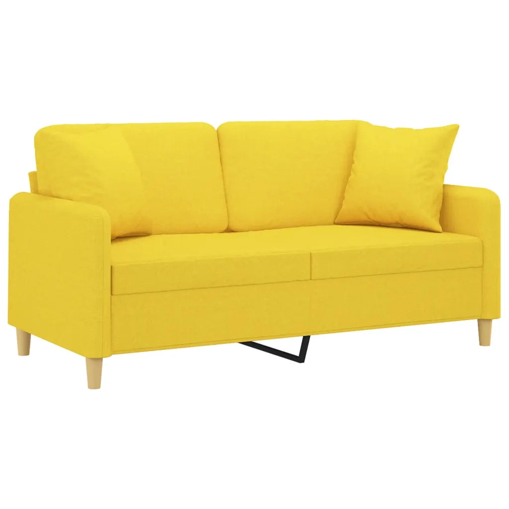 Divano a 2 Posti con Cuscini Giallo Chiaro 140 cm in Tessutocod mxl 70960