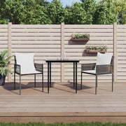 Set Pranzo da Giardino 3pz con Cuscini in Polyrattan e Acciaiocod mxl 124565