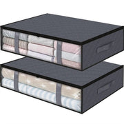 Cassa di archiviazione per abbigliamento, 2 set di sacchetti pieghevoli per sottoscala con finestre trasparenti, organizzatore per lenzuola, lenzuola e coperte 60 x 45 x 15 cm