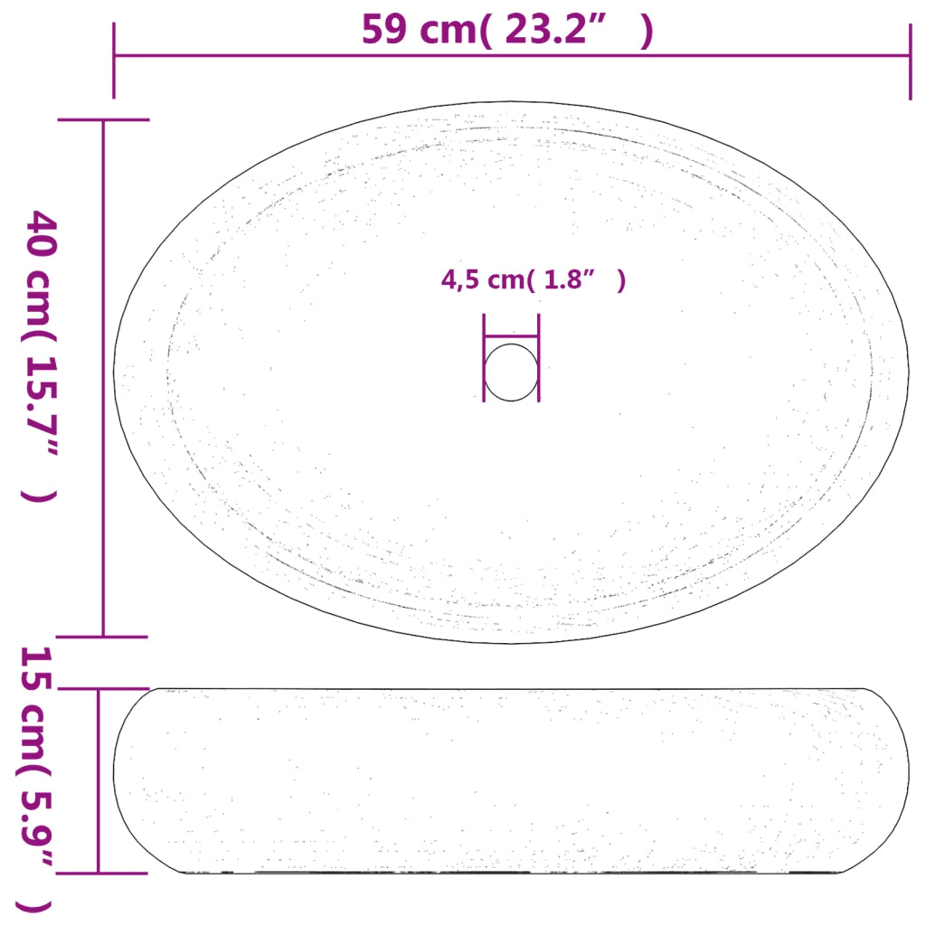 Lavabo da Appoggio Marrone e Blu Ovale 59x40x15 cm Ceramica CFW4347764
