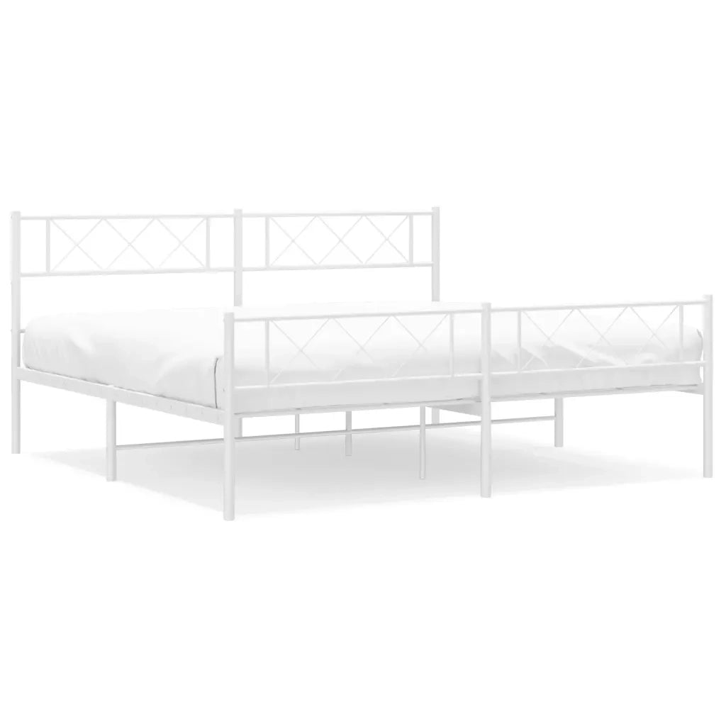 Giroletto con Testiera e Pediera Metallo Bianco 200x200 cmcod mxl 130497