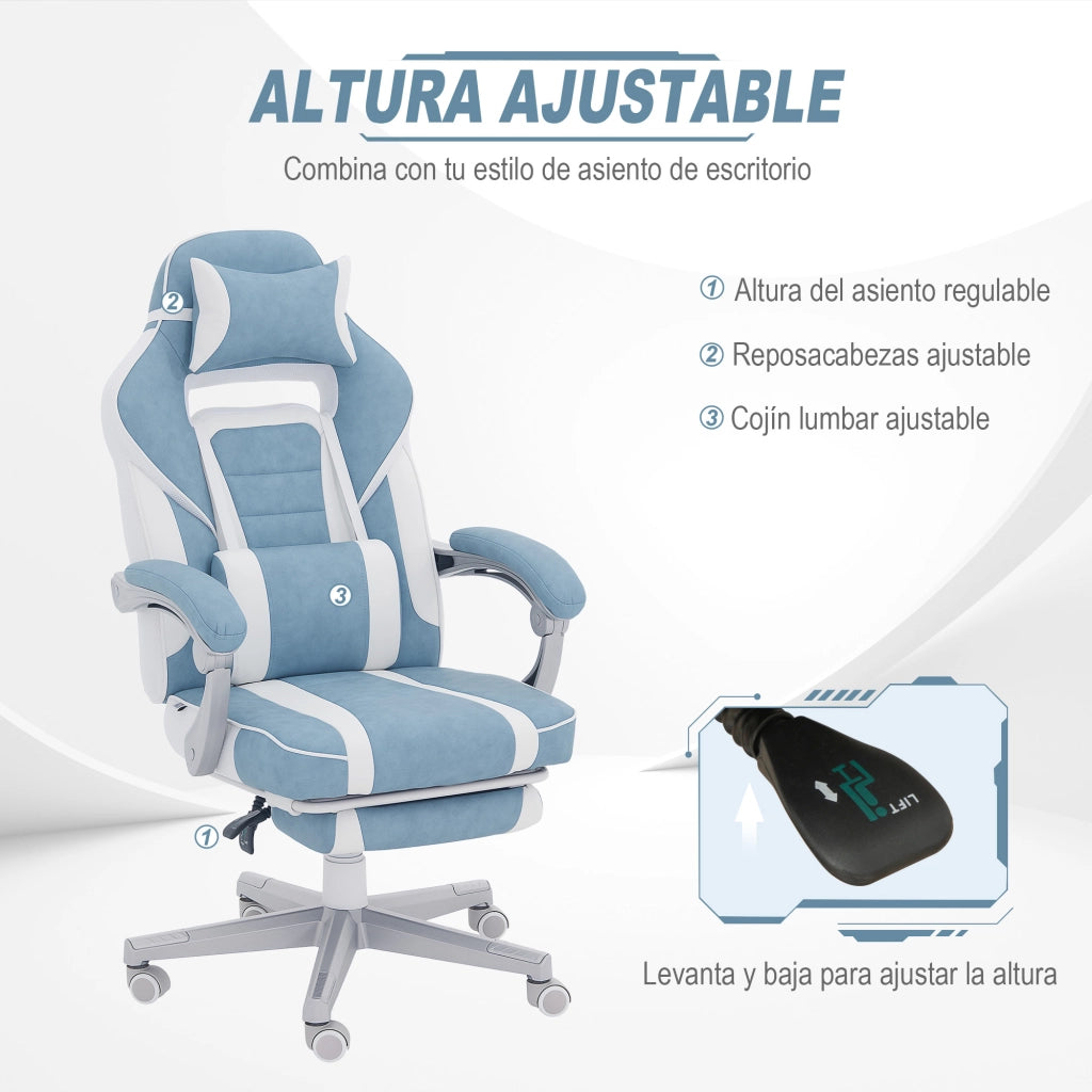 Sedia Gamer Reclinabile con Poggiatesta e Poggiapolsi Regolabile ¨C Zephmum ¨C Blu