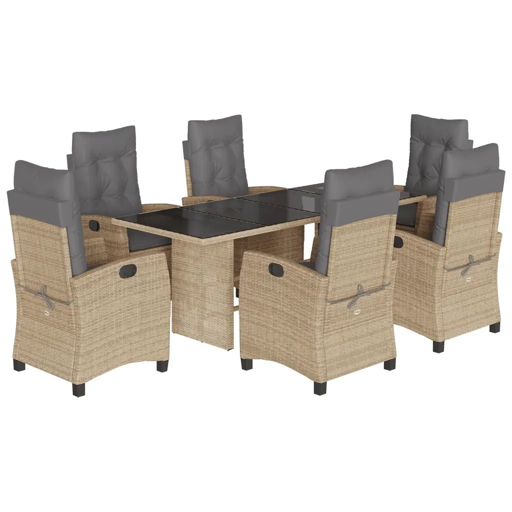 Set Pranzo da Giardino 7 pz con Cuscini Beige Misto Polyrattancod mxl 87022