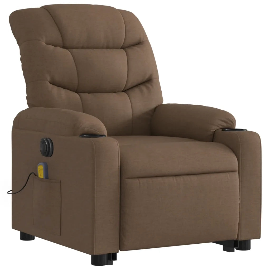Poltrona Alzapersona Massaggiante Elettrica Marrone Tessuto 3206676