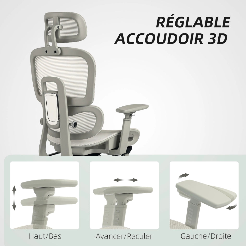 Sedia da ufficio ergonomica reclinabile in rete ¨C zephmum ¨C beige