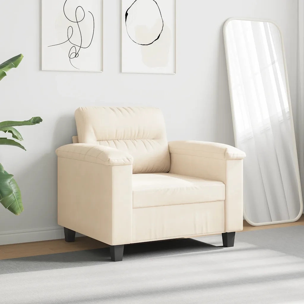 Poltrona Beige 60 cm in Tessuto di Microfibra
