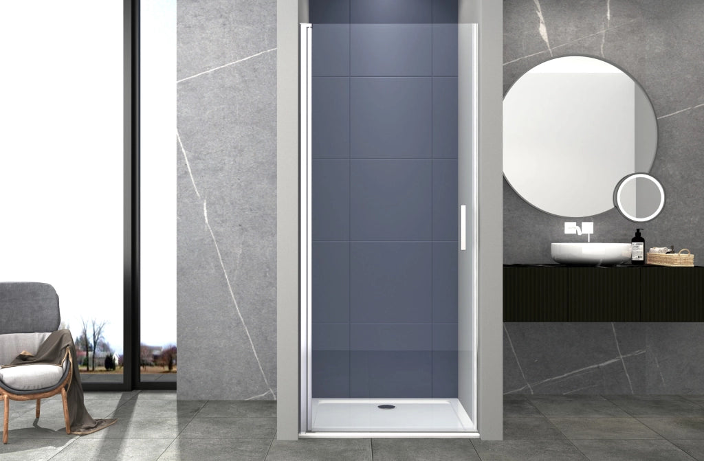 Box doccia 80 cm porta 1 BATTENTE nicchia H200 cm cristallo 6mm profilo CROMATO MILA