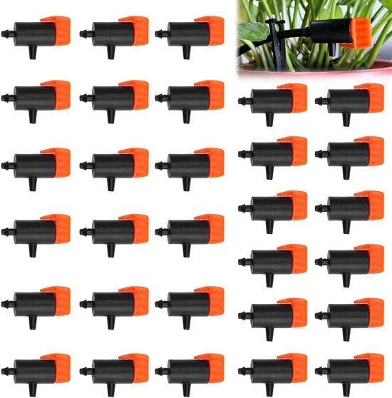 Irrigazione a gocce 30 pezzi - Sistema di gocciolamento micro - Regolazione finale adattabile - Irrigazione per giardino - Resina PP robusta - Risparmio d'acqua efficiente - Irrigatore a gocce