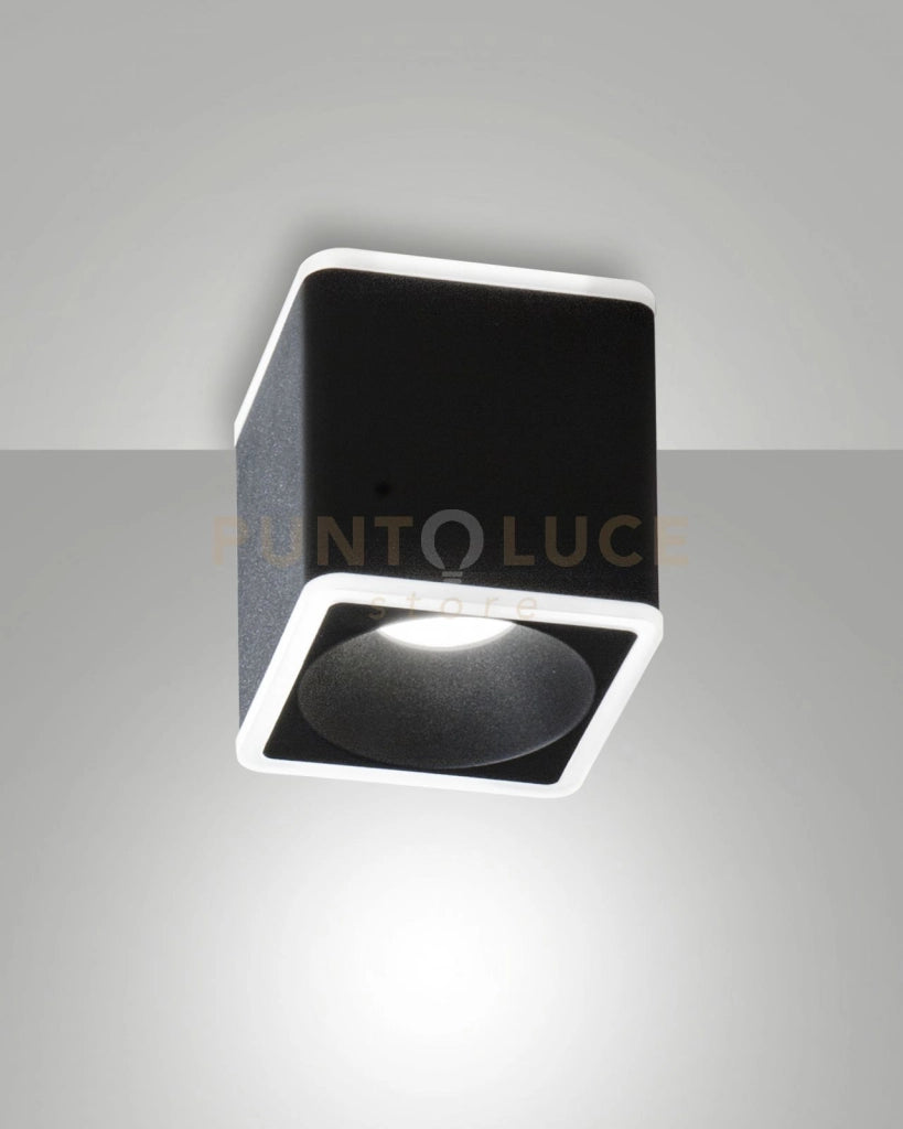 COIBA PLAFONIERA QUADRATA NERA LED 13W 3000K 848 + 486LM 2 LUCI