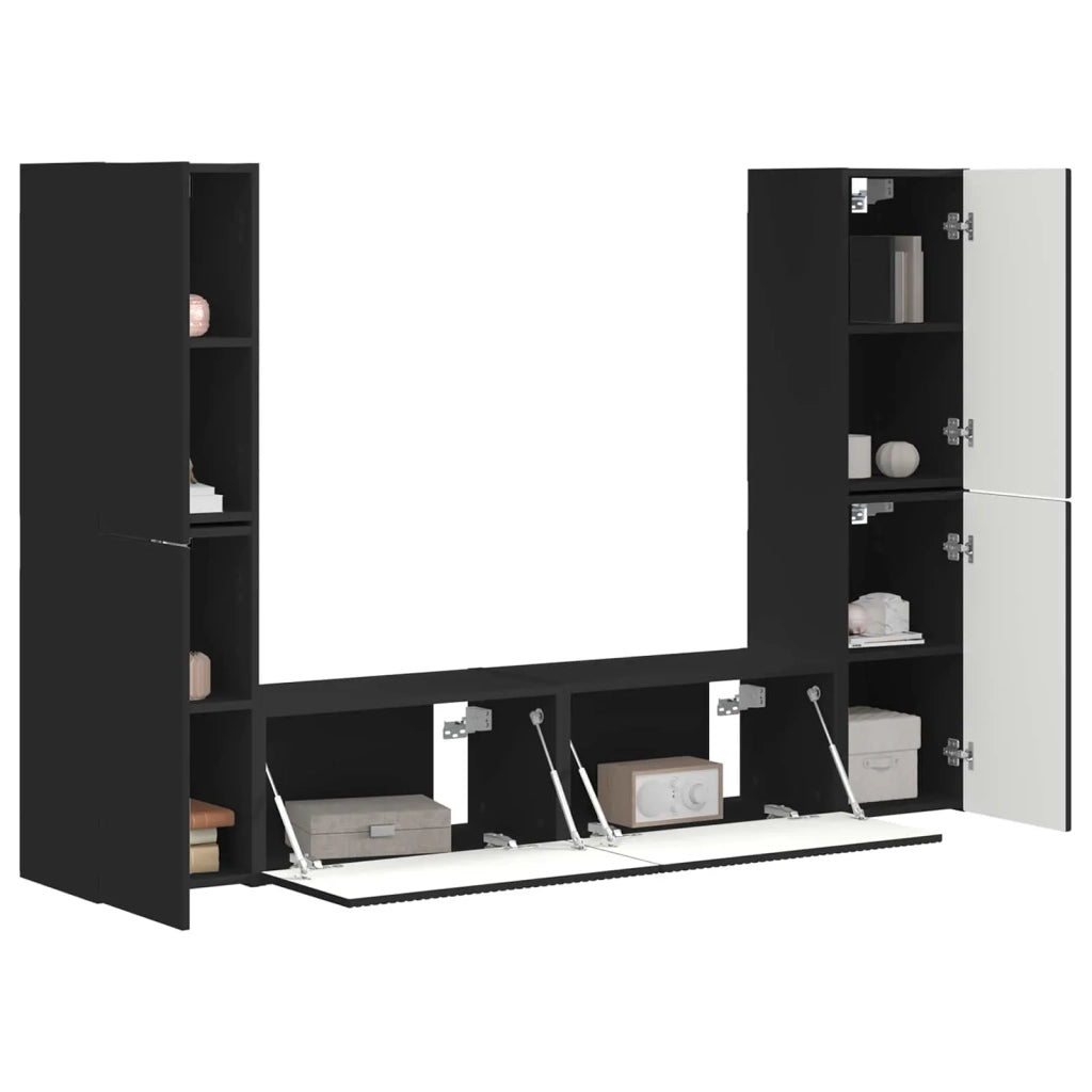 Set mobile TV 6 pcs Nero Legno multistrato