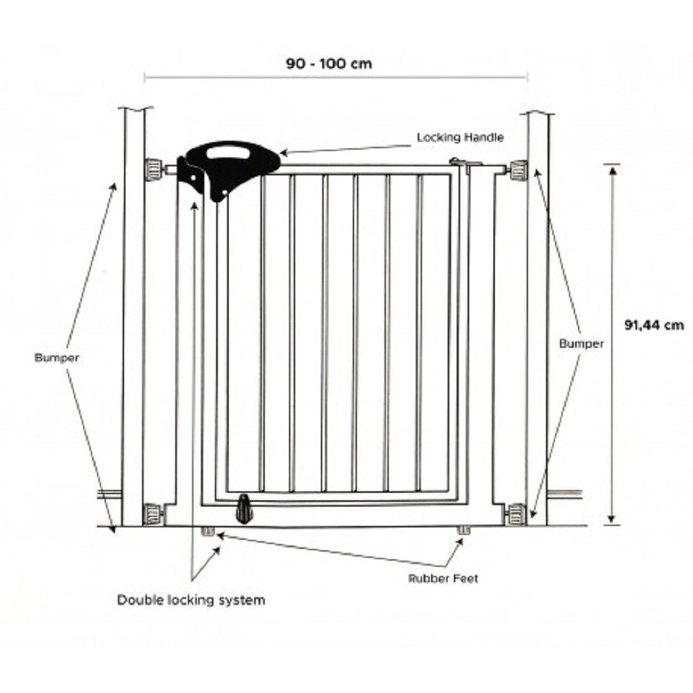 Trade Shop - Cancelletto Nobleza Per Cani Cane Larghezza Regolabile 90-100 Cm Altezza 92 Cm -