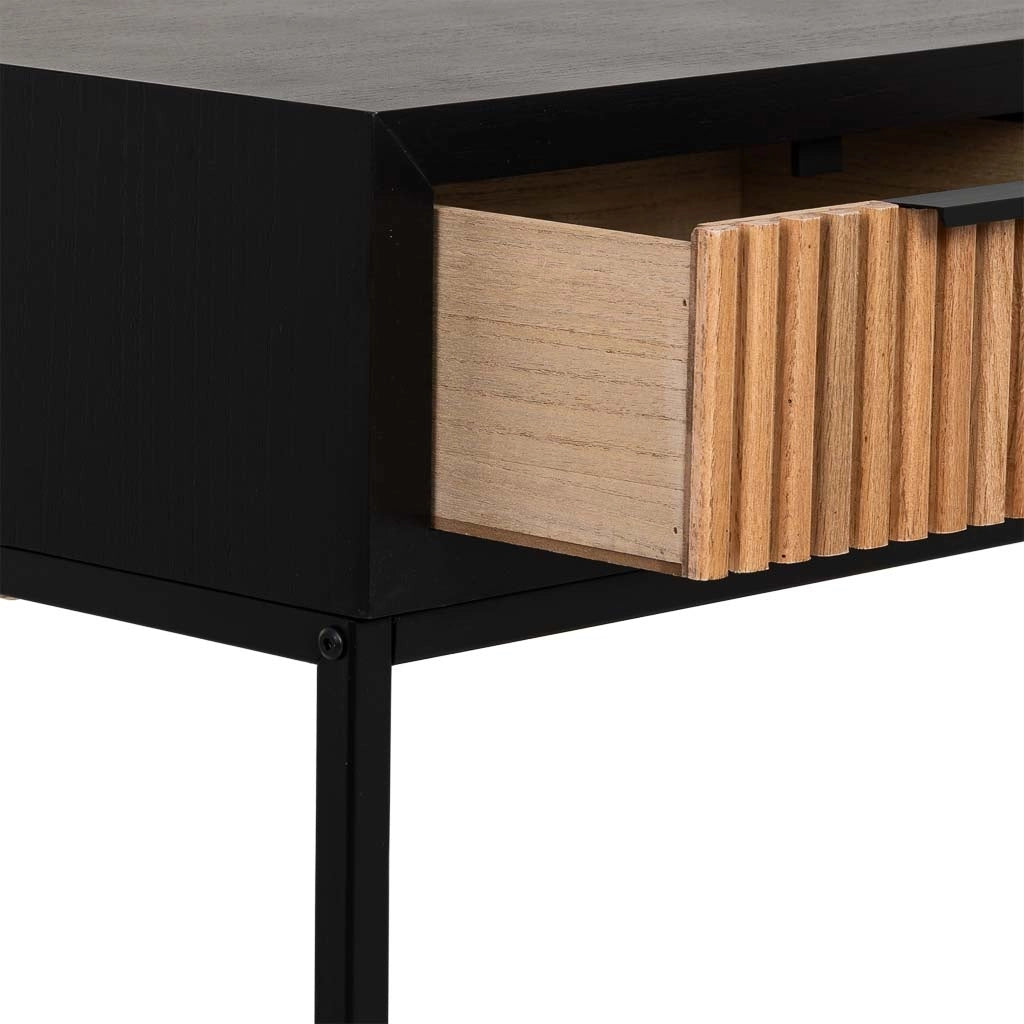 Mobile ingresso con due cassetti, legno e metallo, 120x40x69h cm