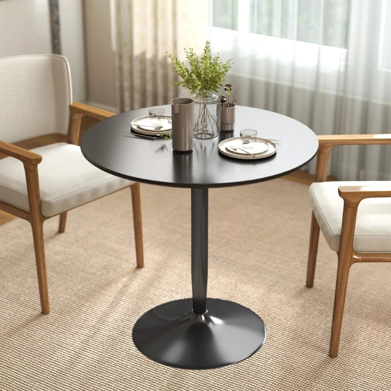 Tavolo da pranzo - rotondo per 2 - Ø80x75 cm - MDF+acciaio - nero - antiscivolo - design moderno