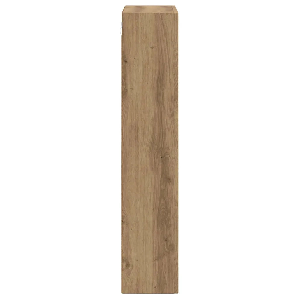 Mobiletto a parete moderno con ripiani 59 x 20 x 100 cm per riporre oggetti in modo pratico realizzato in legno di rovere ingegnerizzato finitura artigianale 02_0054799