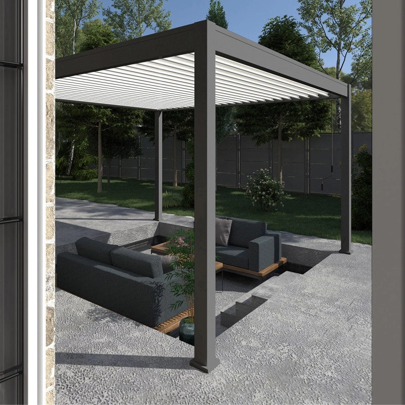 Pergola bioclimatica OmbrÃ©a VS autoportante 4x4M - Antracite/bianco