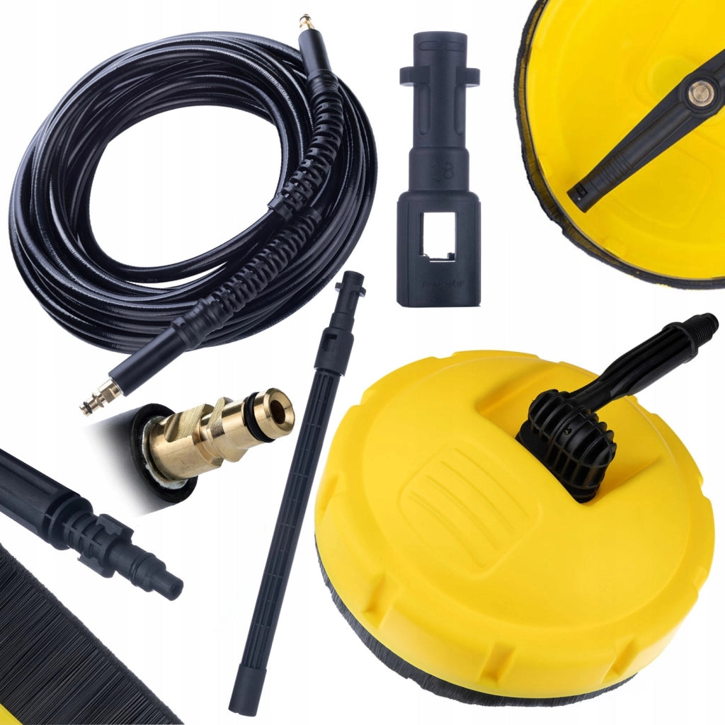 Set di Accessori per Idropulitrice compatibile con Kärcher K2–K7 – Spazzola T-Racer e Tubo Alta Pressione 10m