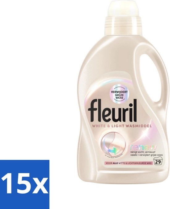 15 x Detersivo Bianco e Leggero - 29 Cicli di Lavaggio - Detersivo Bianco - Chiarezza