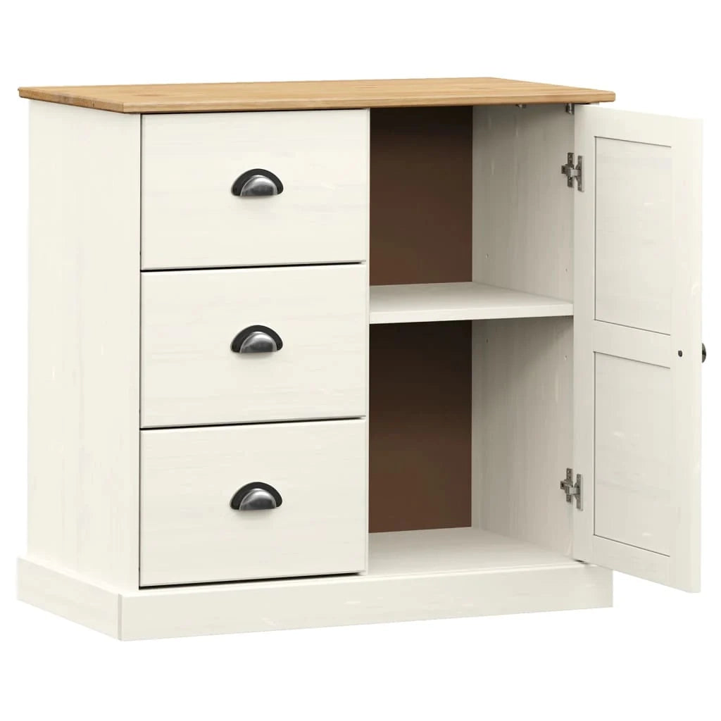 Buffet credenza cassettiera mobiletto mobile contenitore organizer per cucina soggiorno salotto con cassetti 78 x 40 x 75 cm legno massello di pino bianco 02_0030137