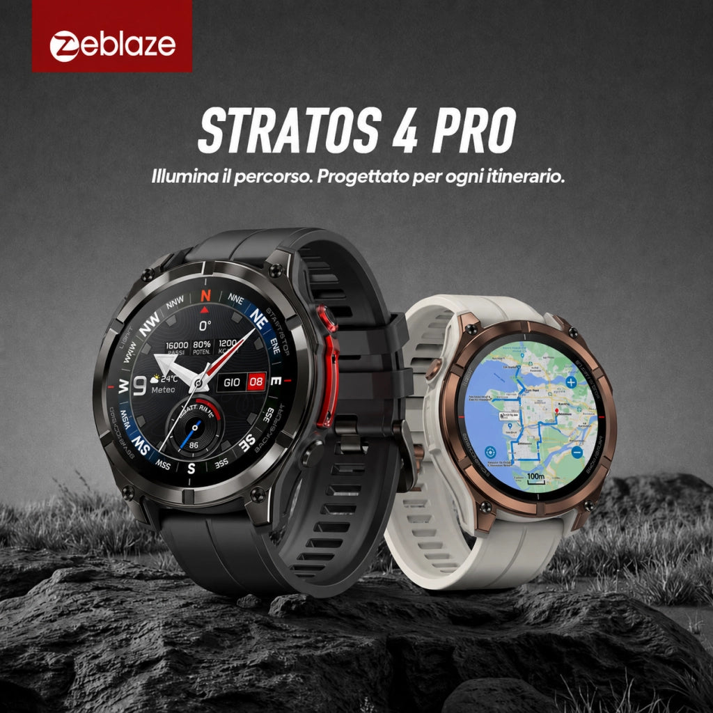 Smartwatch Orologio Intelligente con GPS; chiamate Bluetooth; schermo AMOLED da 1;43"; torcia; impermeabile 5 ATM - Bronze