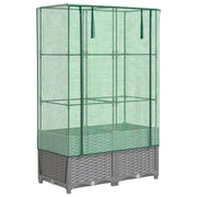 Fioriere | Cassetta per fiori | Letto Rialzato con Copertura Serra Effetto Rattan 80x40x138 cm