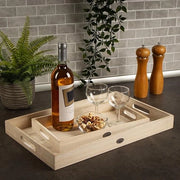 Set di servizio in legno a 3 pezzi - piatto in legno in 3 misure - grandi piatti decorativi in stile rustico - piatto - riutilizzabile (03 pezzi - piatto marrone)