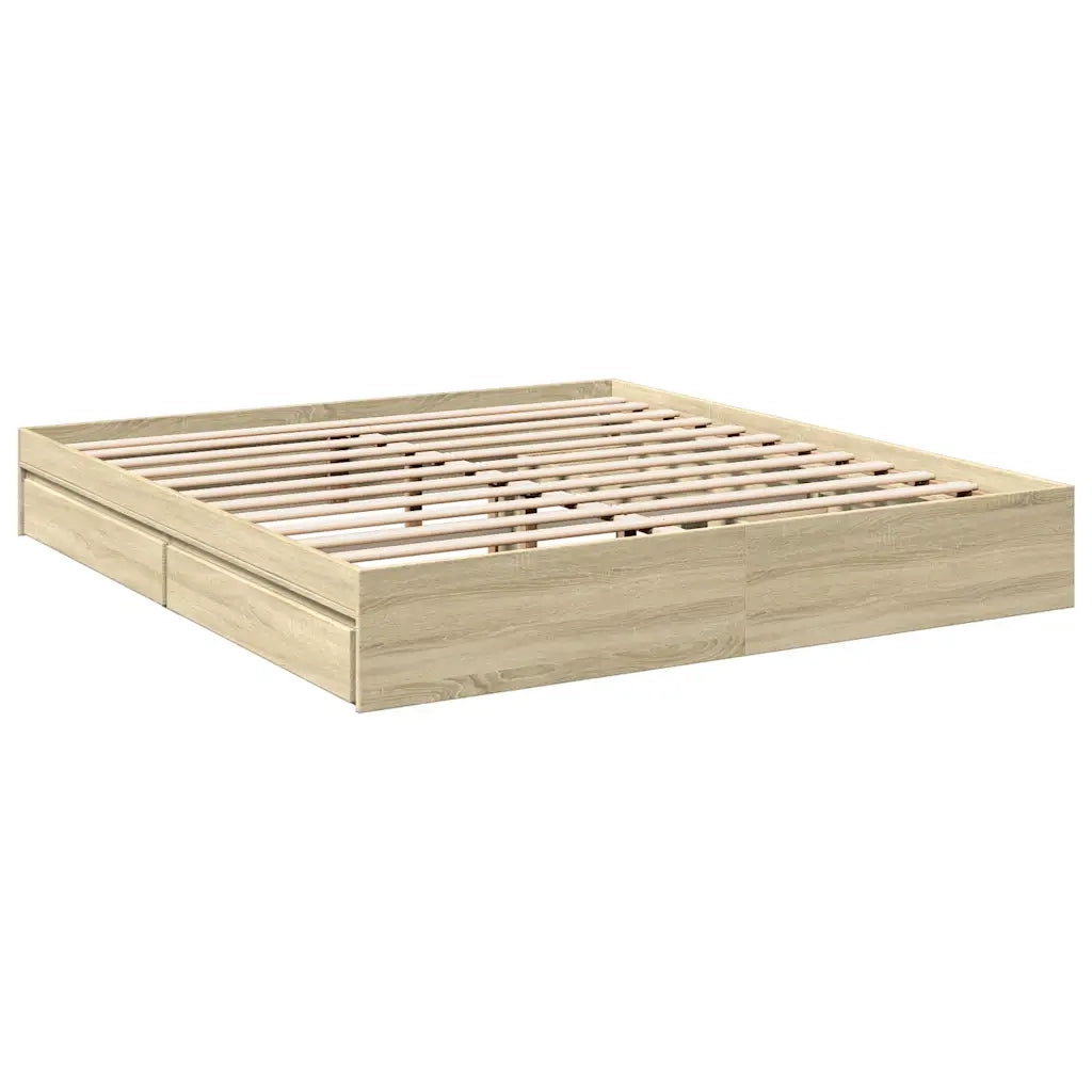 Giroletto Cassetti-Struttura Letto con contenitore Rovere Sonoma 180x200 cm Legno Multistrato 258049