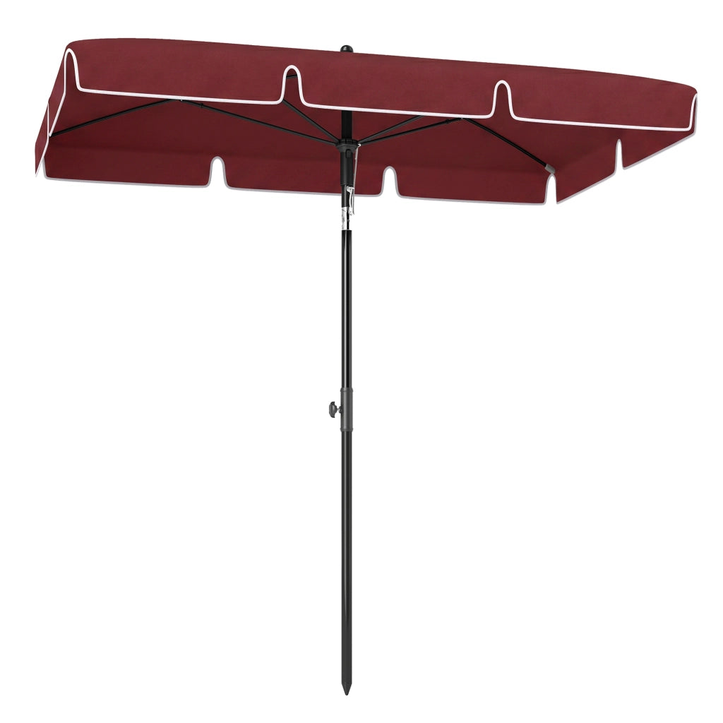 Ombrellone da Giardino Rettangolare Regolabile ¨C Zephmum ¨C Alluminio Rosso Vino 200x130x250 cm