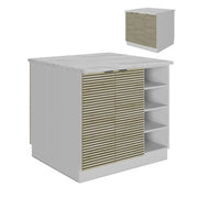 Isola cucina Fame-Line Pannello in quercia/Bianco 90 cm senza piano di lavoro Vicco