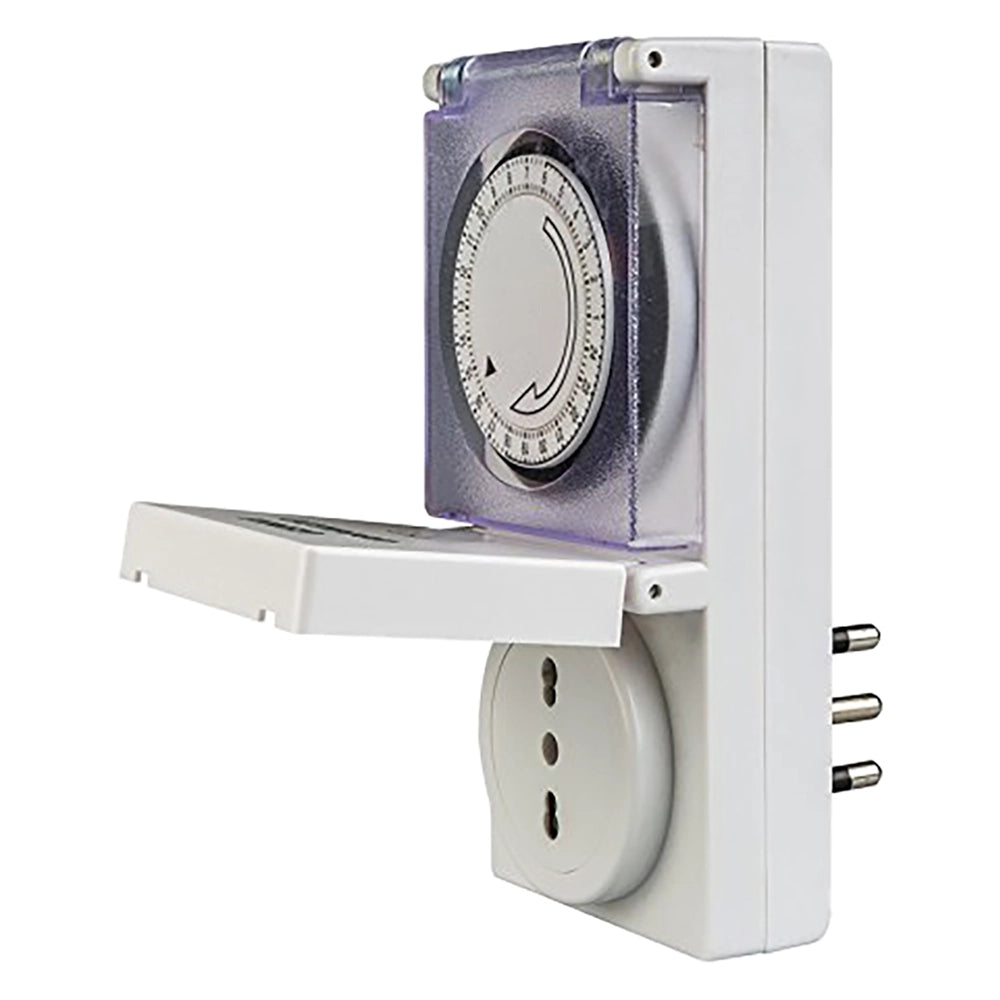 Programmatore giornaliero da esterno presa temporizzata con spina e presa 16A timer a disco IP per carichi fino a 3500W Proxe