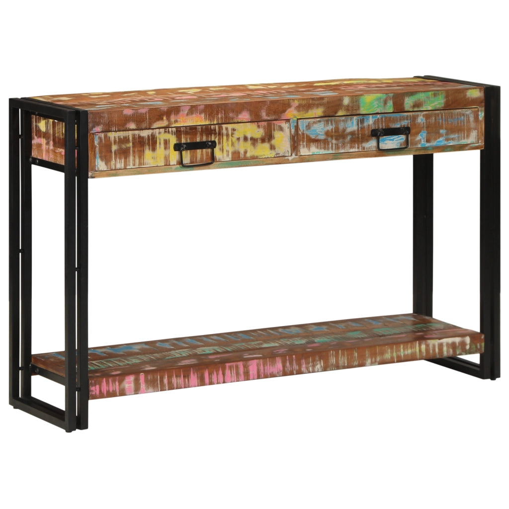 Tavolo Consolle Multicolore 120x33x75 cm Legno Massello di Recupero