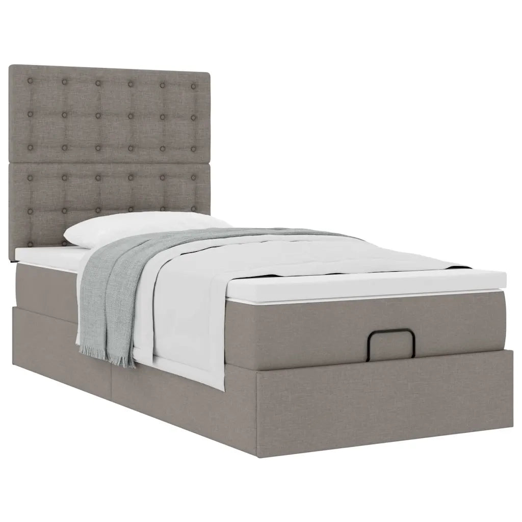 Struttura Letto Pouf con Materasso Tortora 90x190 cm in Tessuto 3313289